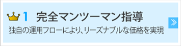 完全マンツーマン指導　独自の運用フローによりリーズナブルな価格を実現